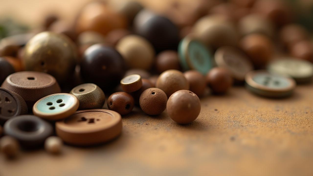 Artfully arranged collection of unique craft embellishments including various beads, metal findings, and small decorative elements.