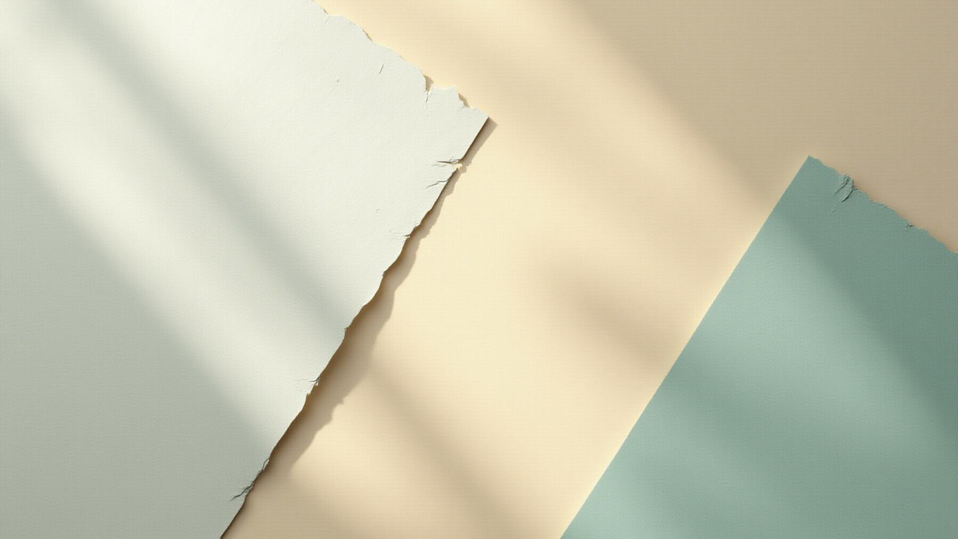  overlapping sheets of textured, handmade paper with deckle edges in various natural tones