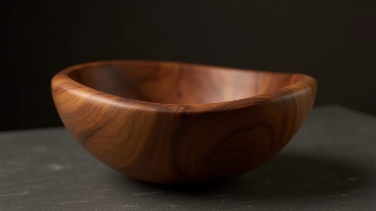 見事な木目で丁寧に彫刻された木製のボウル